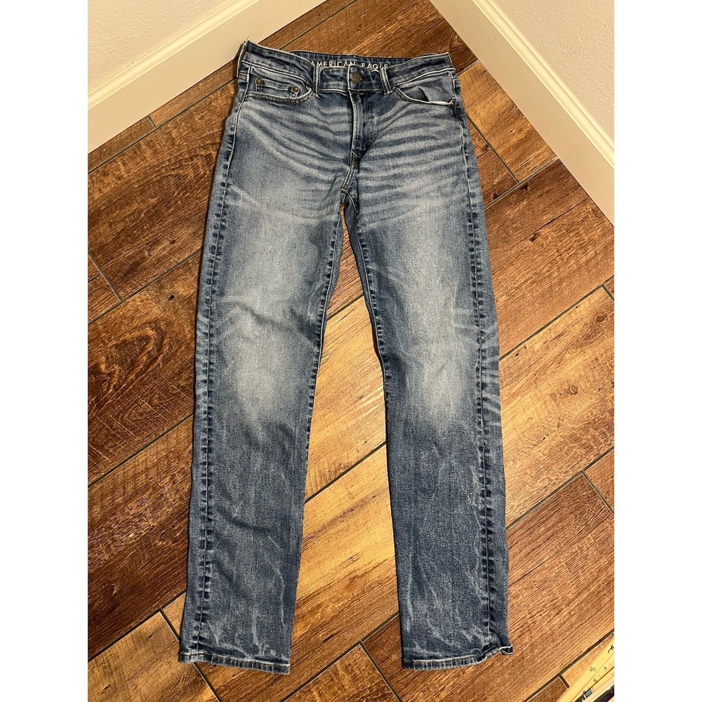 American Eagle Jeans Mens 30x34 Dark Wash Blue Original Straight Airflex + Denim